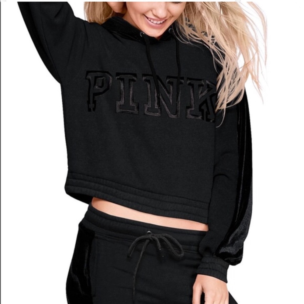 PINK Victoria’s Secret Cropped Hoodie XS Velvet - Picture 6 of 6